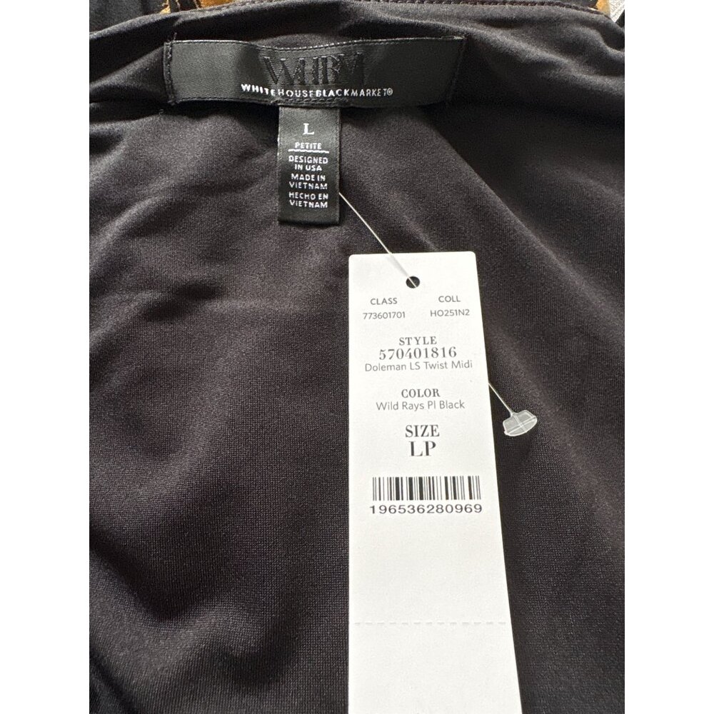 White House Black Market NWT $160 Women's Sunburst Front Twist Midi Dress, LP - Picture 12 of 14
